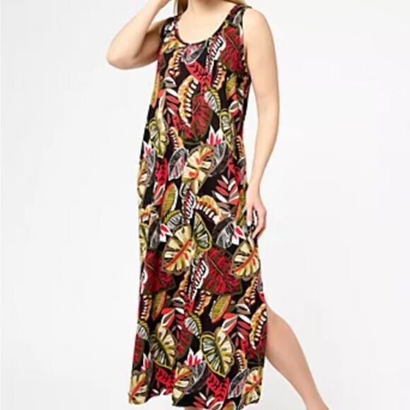 Tropical Print Maxi Lounge Dress Maxi By Koolaburra by Ugg Sz M - Picture 1 of 8